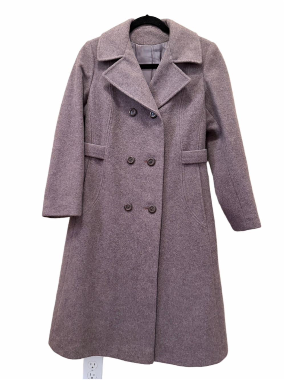 Vintage Bromleigh Women’s Purple Wool Blend Double Breasted Long Coat USA